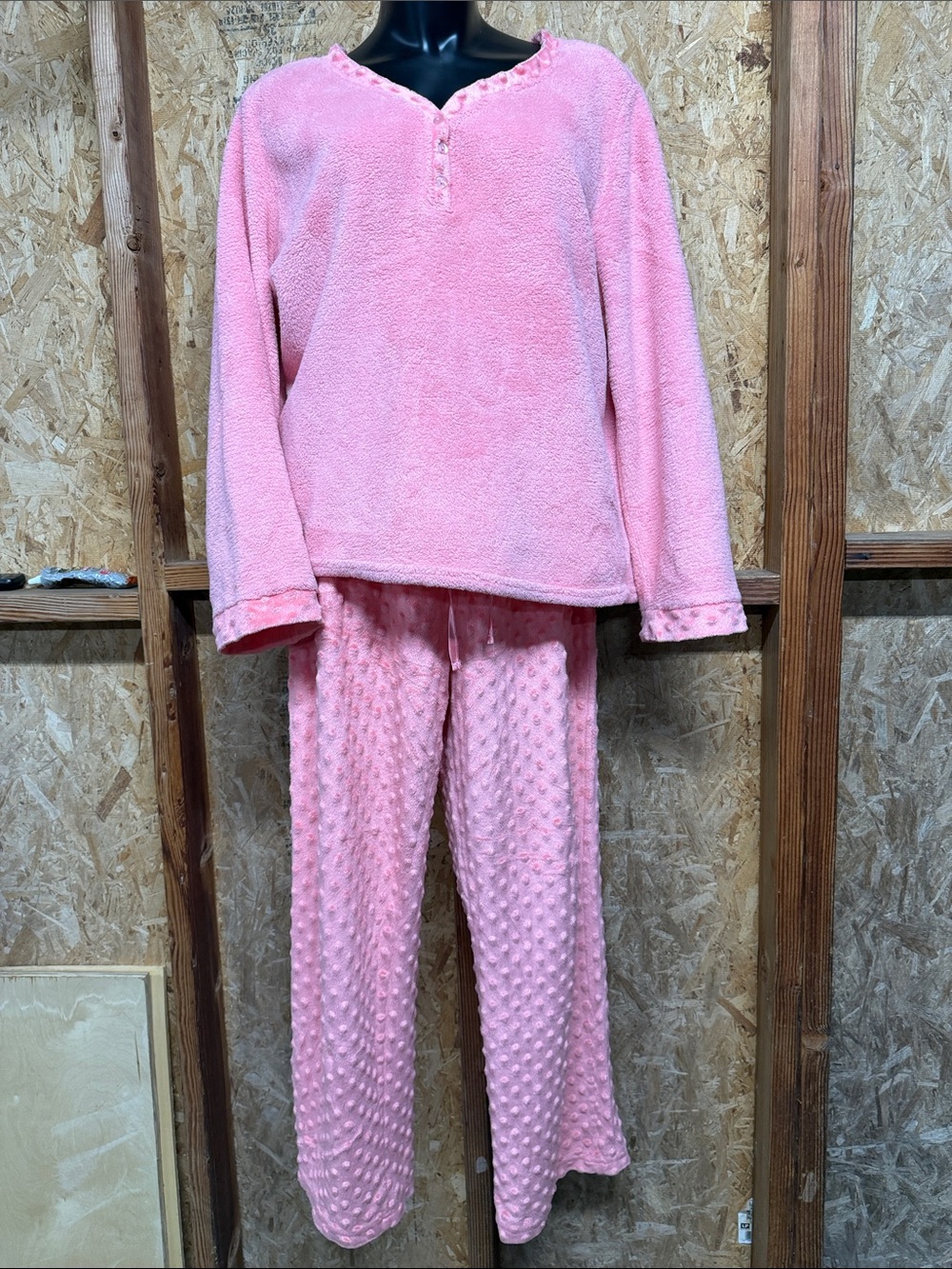 PJ Couture Cozy Salmon Color Plush Women’s Pajama Set